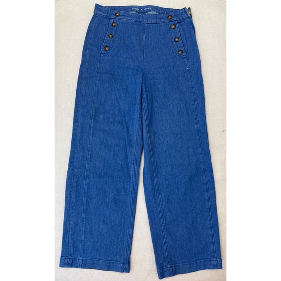 Old Navy Denim - Old Navy Jeans Womens 10 Sky-Hi Wide Leg Sailor Button Denim Excellent
